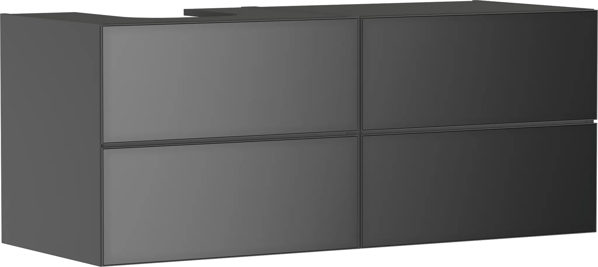Xevolos E Waschtischunterschrank Schiefergrau Matt 1370/550 mit 4 Schubkästen für Konsolen mit Aufsatzwaschtisch geschliffen links Bronze Struktur