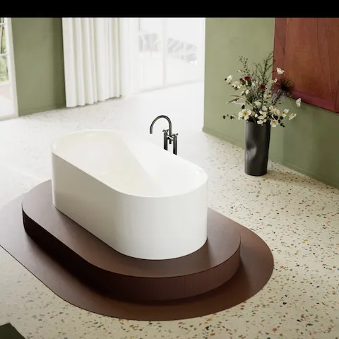 Bette BetteLux Oval Silhouette Badewanne, Edelweiß, 1900 x 900 mm, Randhöhe 575 mm, 2-Sitzer, freistehend, glasierter Titan-Stahl
