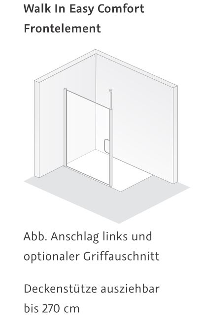 HSK Walk-In-Duschkabine Frontelement „Easy Comfort“ Glas Klar hell, Profile Chromoptik (Alu Hochglanz poliert), B: 1400 mm H: 2000 mm HSK Walk-In-Duschkabine Frontelement „Easy Comfort“ Glas Klar hell, Profile Chromoptik (Alu Hochglanz poliert), B: 1400 mm H: 2000 mm