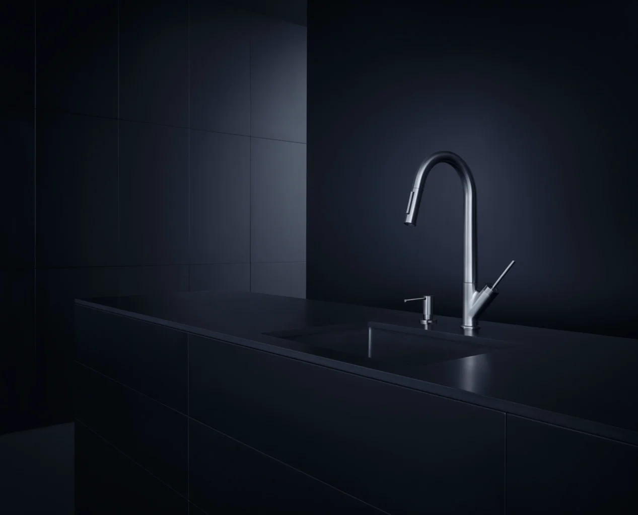 Hansgrohe AXOR Starck Einhebel-Küchenmischer 270 mit Ausziehbrause, Edelstahl, Schwenkbereich 110° oder 150°, Laminarstrahl, arretierbar, MagFit-Brausehalterung, Quick-Connect-Schlauch, max. Durchfluss 9 l/min, Auszugslänge bis 50 cm