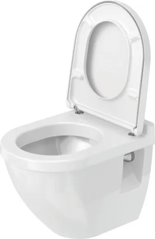 Wand-Tiefspül-WC Compact „Starck 3“ 36,5 × 35,5 × 48 cm, Befestigung sichtbar, mit Spülrand, Abgang waagerecht