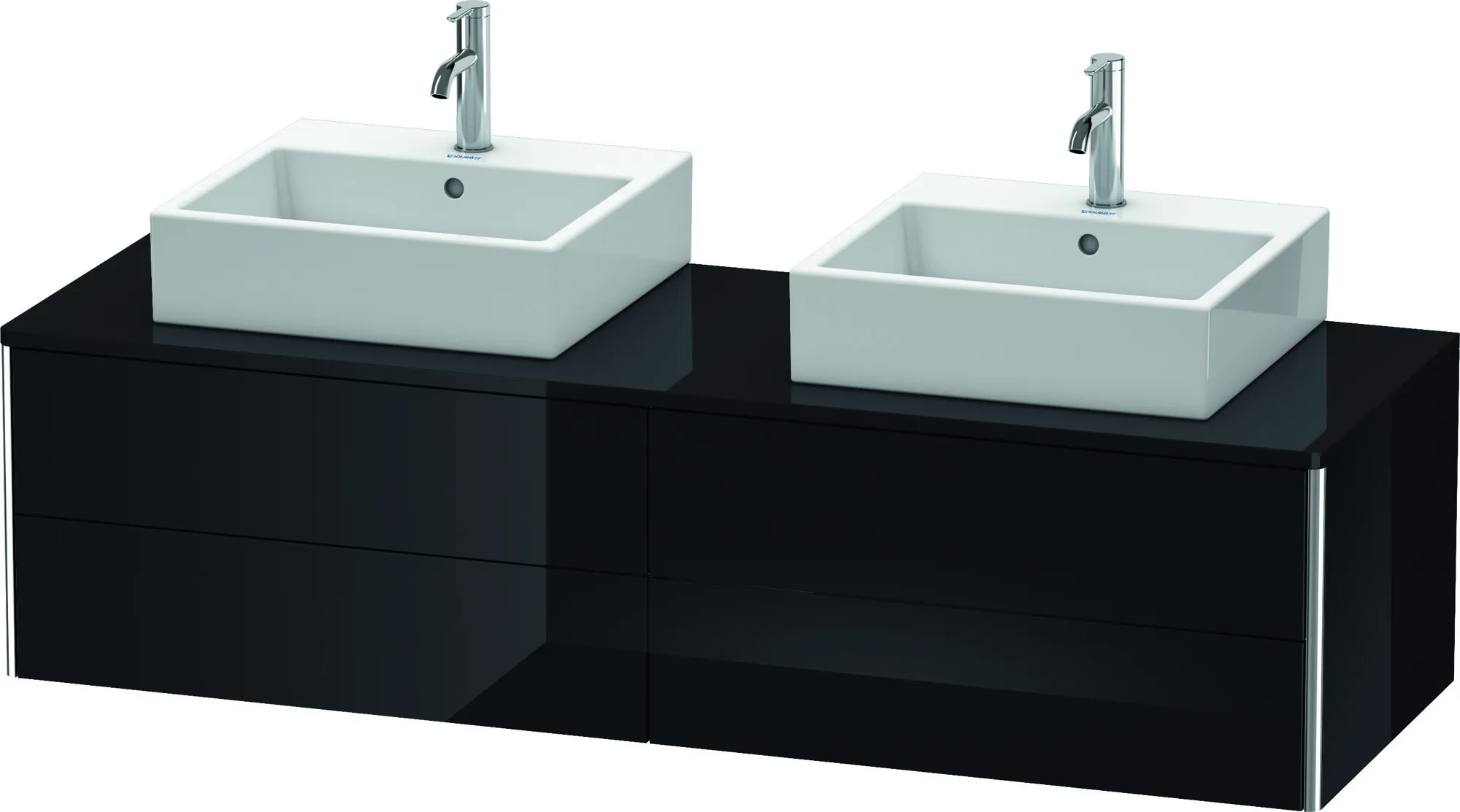 Duravit Waschtischunterschrank wandhängend „XSquare“ 160 × 40 × 54,8 cm Schwarz Hochglanz Becken: links und rechts / Front- & Korpusfarbe: Schwarz Hochglanz / Größe: 160 × 54,8 × 40 cm / Oberfläche: Lack / Profile: Chrom / Schubladen: 4 Duravit Waschtischunterschrank wandhängend „XSquare“ 160 × 40 × 54,8 cm Schwarz Hochglanz Becken: links und rechts / Front- & Korpusfarbe: Schwarz Hochglanz / Größe: 160 × 54,8 × 40 cm / Oberfläche: Lack / Profile: Chrom / Schubladen: 4
