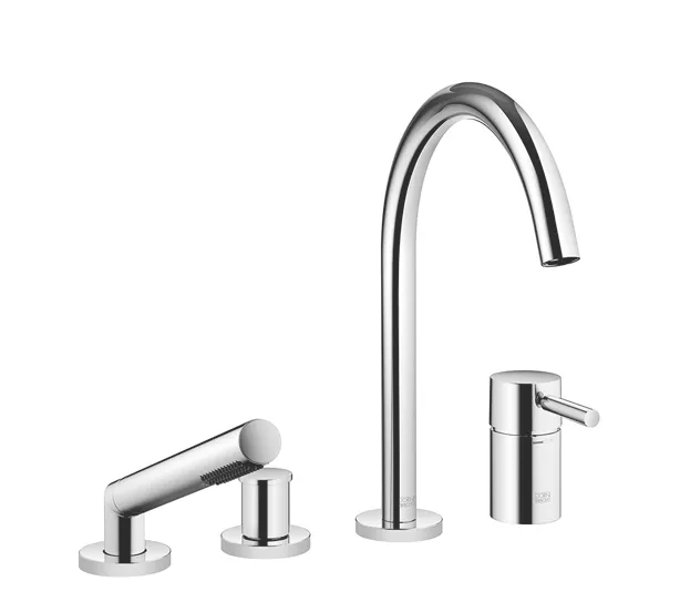 Dornbracht META Wannen-Vierlochbatterie Dark Bronze gebürstet PVD, Auslauf 35 mm, Ausladung 221 mm, Höhe 319 mm