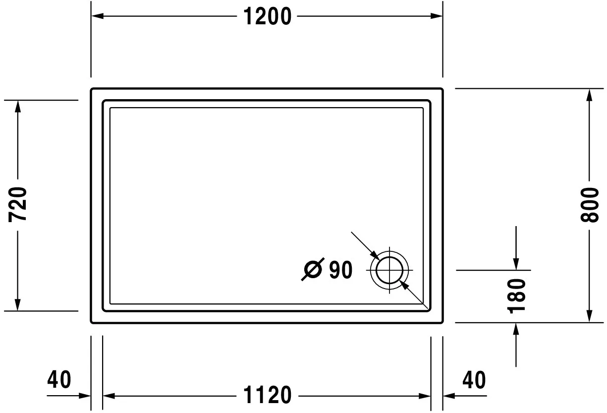 Duravit rechteck Duschwanne „Starck Slimline“ 120 × 80 cm 