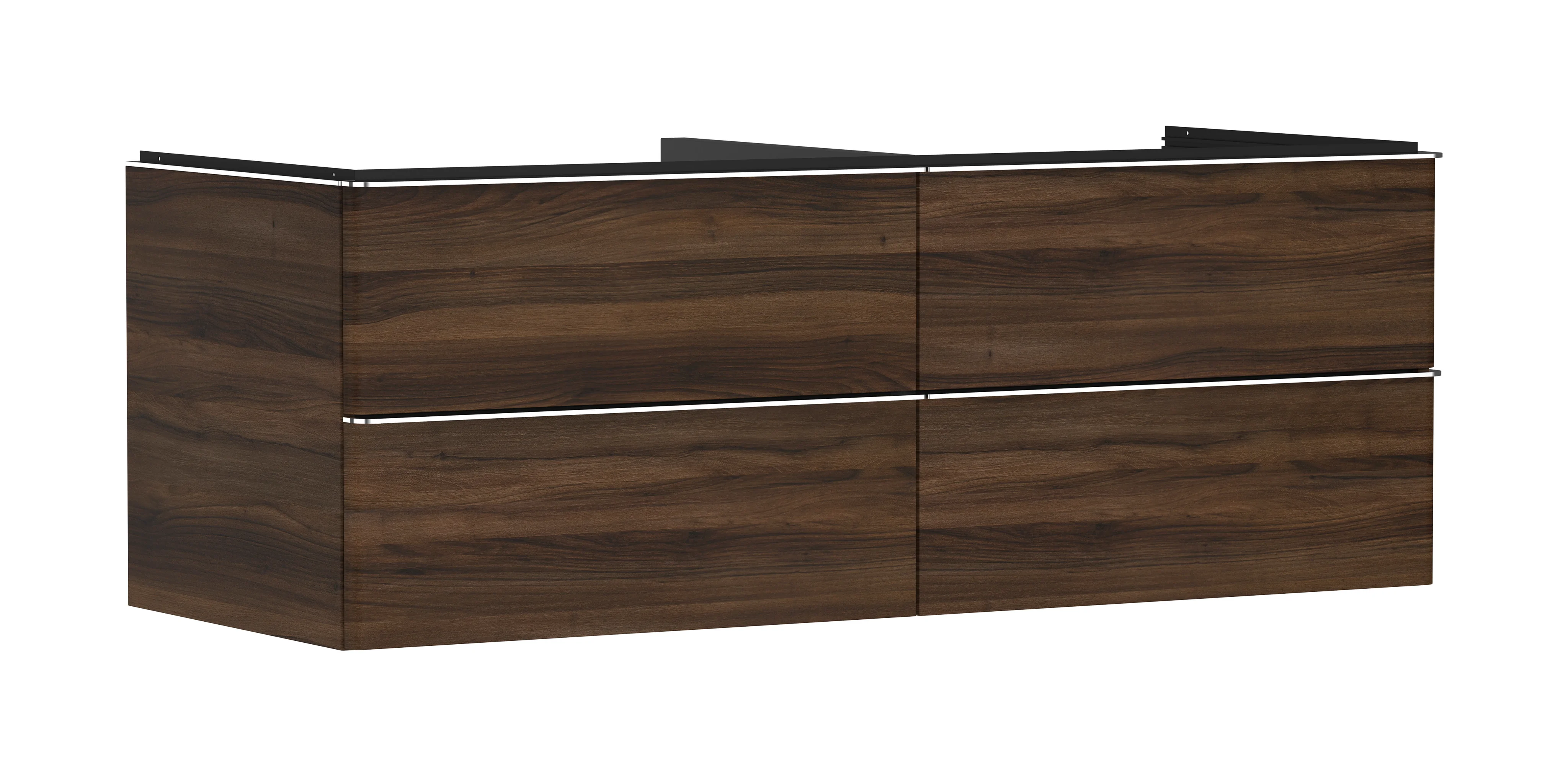 Hansgrohe Xelu Q Waschtischunterschrank Nussbaum Dunkel, 1360x540 mm, 4 Schubkästen mit Vollauszug und SoftClose, verchromte Griffe