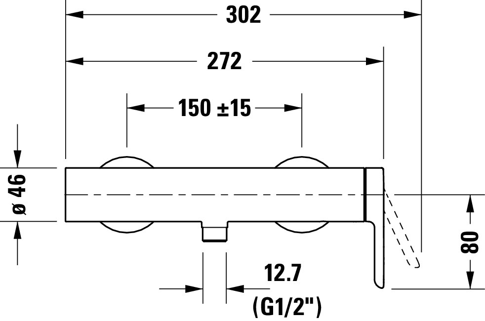 C.1 Einhebel-Brausemischer Aufputz Ausladung 80 Breite 272 mm