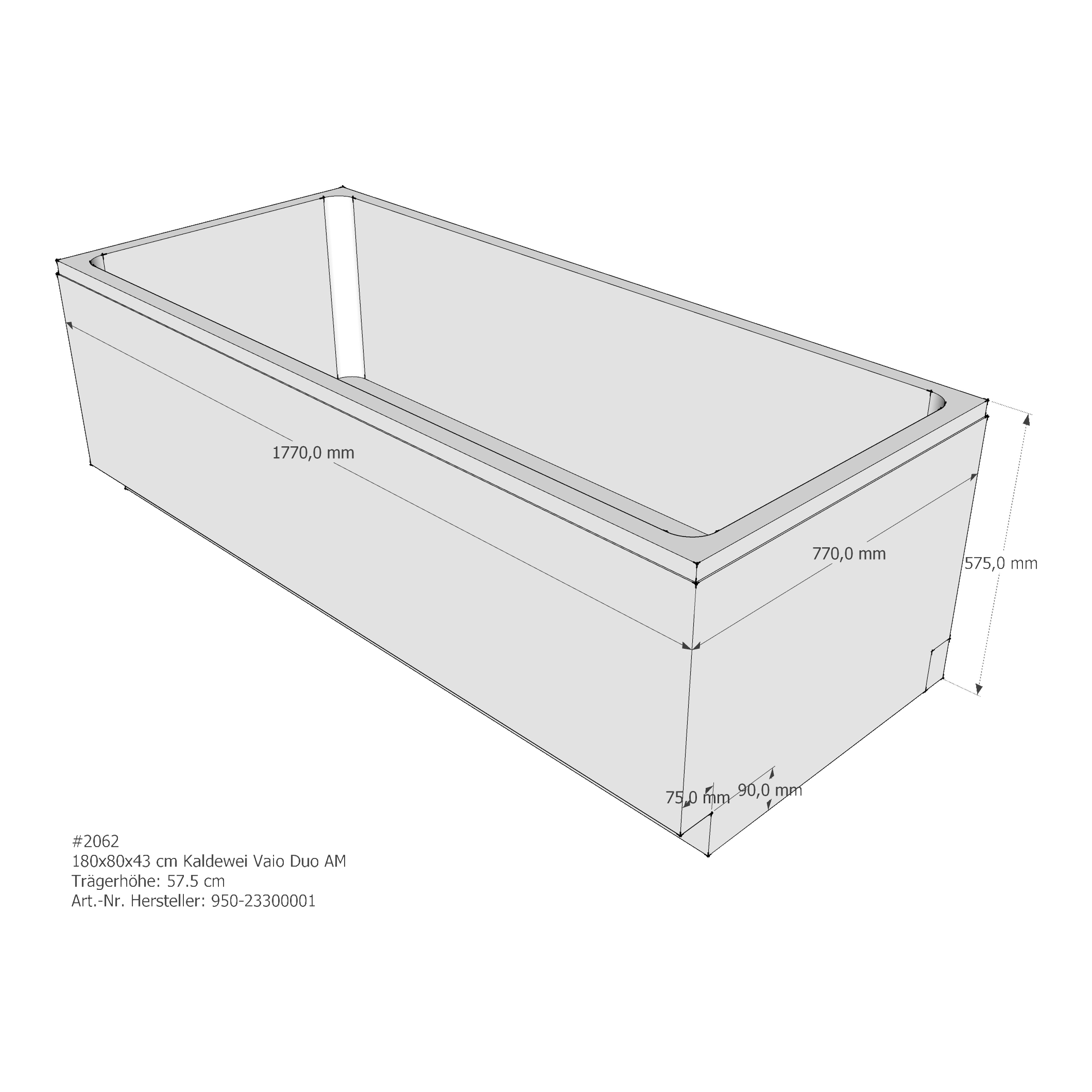 Badewannenträger für Kaldewei Vaio Duo 180 × 80 × 43 cm Badewannenträger für Kaldewei Vaio Duo 180 × 80 × 43 cm