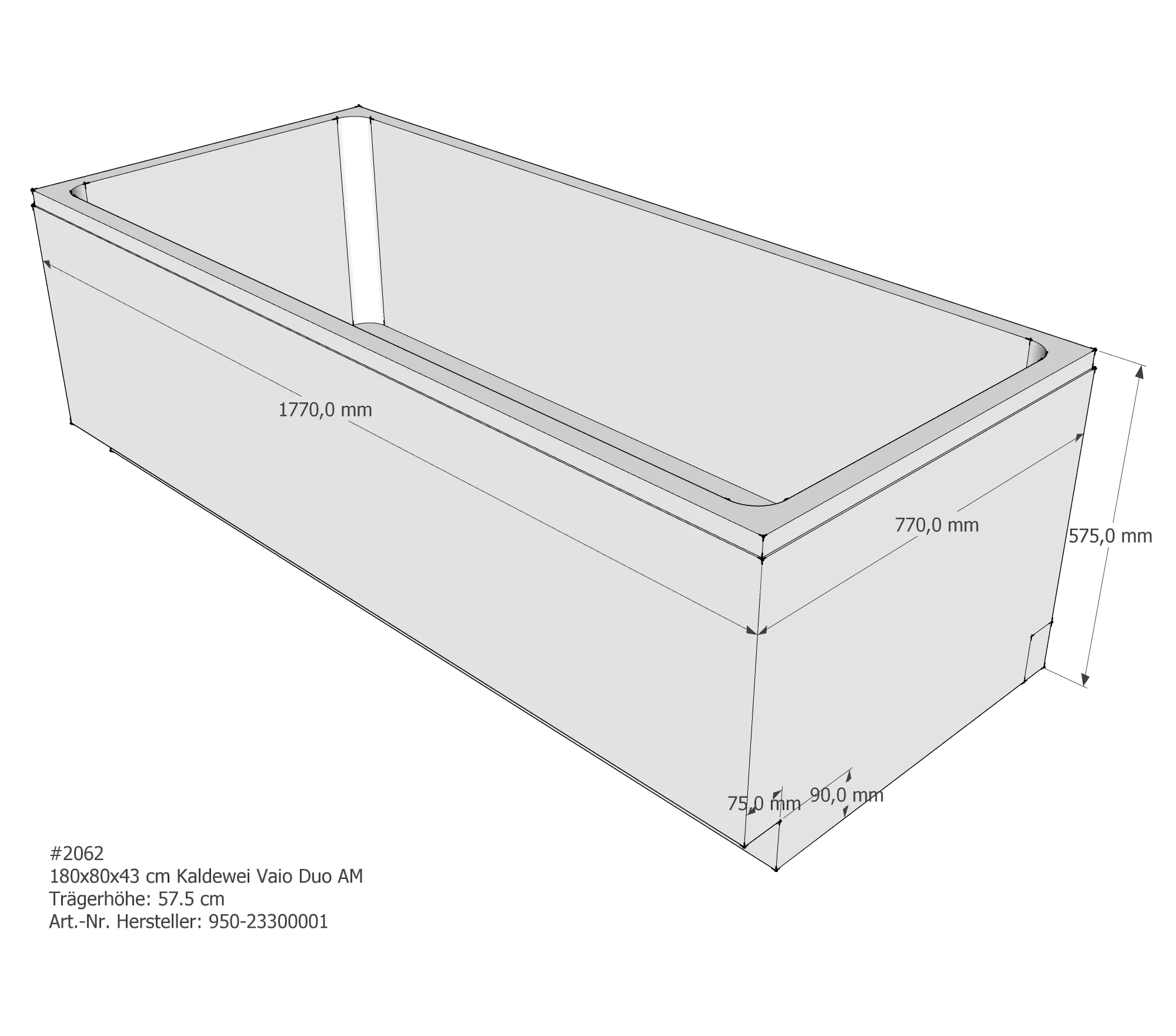 Badewannenträger für Kaldewei Vaio Duo 180 × 80 × 43 cm Badewannenträger für Kaldewei Vaio Duo 180 × 80 × 43 cm