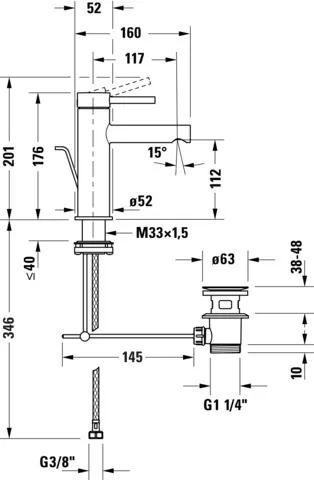 Cir 1Heb-Wtmi M Ablfgar chr 52x176x160 Ala:117 Ansm SchAns:3/8" Strh