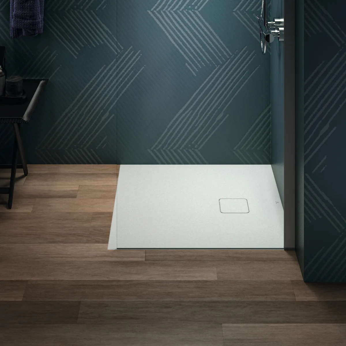 Ideal Standard Quadrat-Brausewanne Ultra Flat Evo, Seidenweiß, 800x800x35 mm, bodengleicher Einbau, Antirutsch-Oberfläche Klasse C
