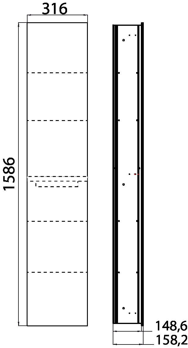 emco Schrank-Modul „asis module 2.0“ 31,6 × 158,6 × 15,82 cm in Spiegel