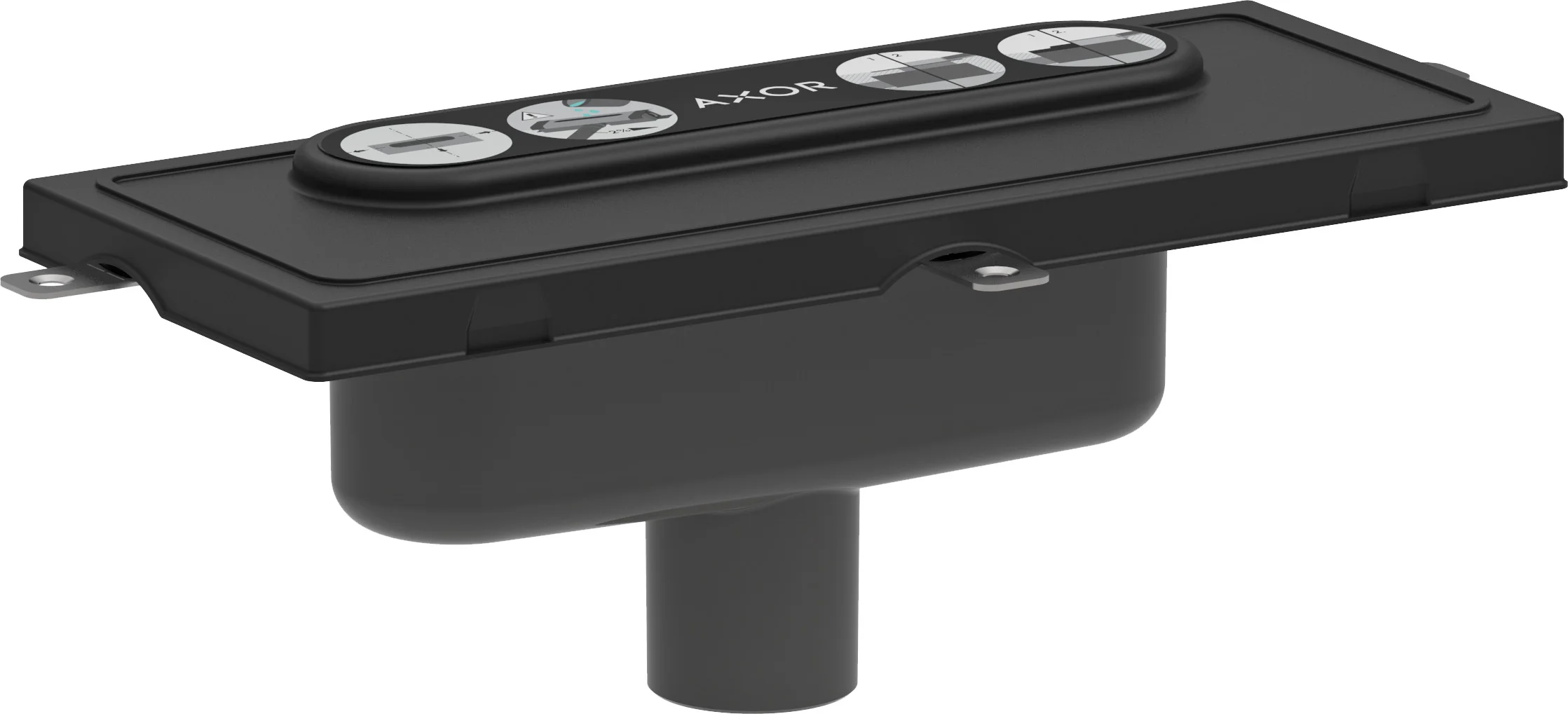 Hansgrohe AXOR uBox universal Duschrinnen-Ablaufgehäuse für vertikale Installation, DN50, Sperrwasserhöhe 50 mm, Mindestbauhöhe 75 mm, bis zu 33 l/min Ablaufleistung mit Siphon