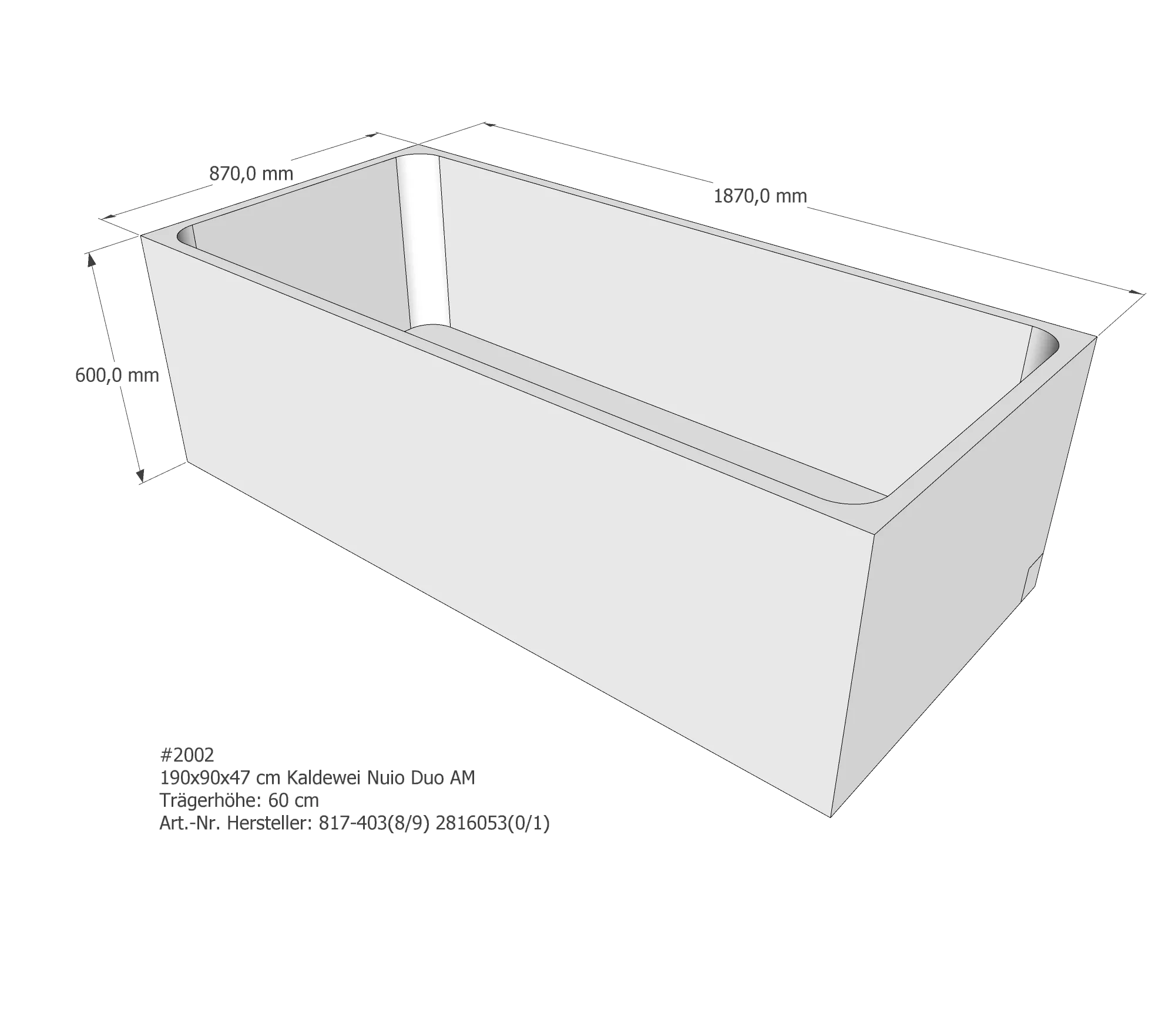 Badewannenträger passend für Kaldewei 190 × 90 × 47 cm Badewannenträger passend für Kaldewei 190 × 90 × 47 cm