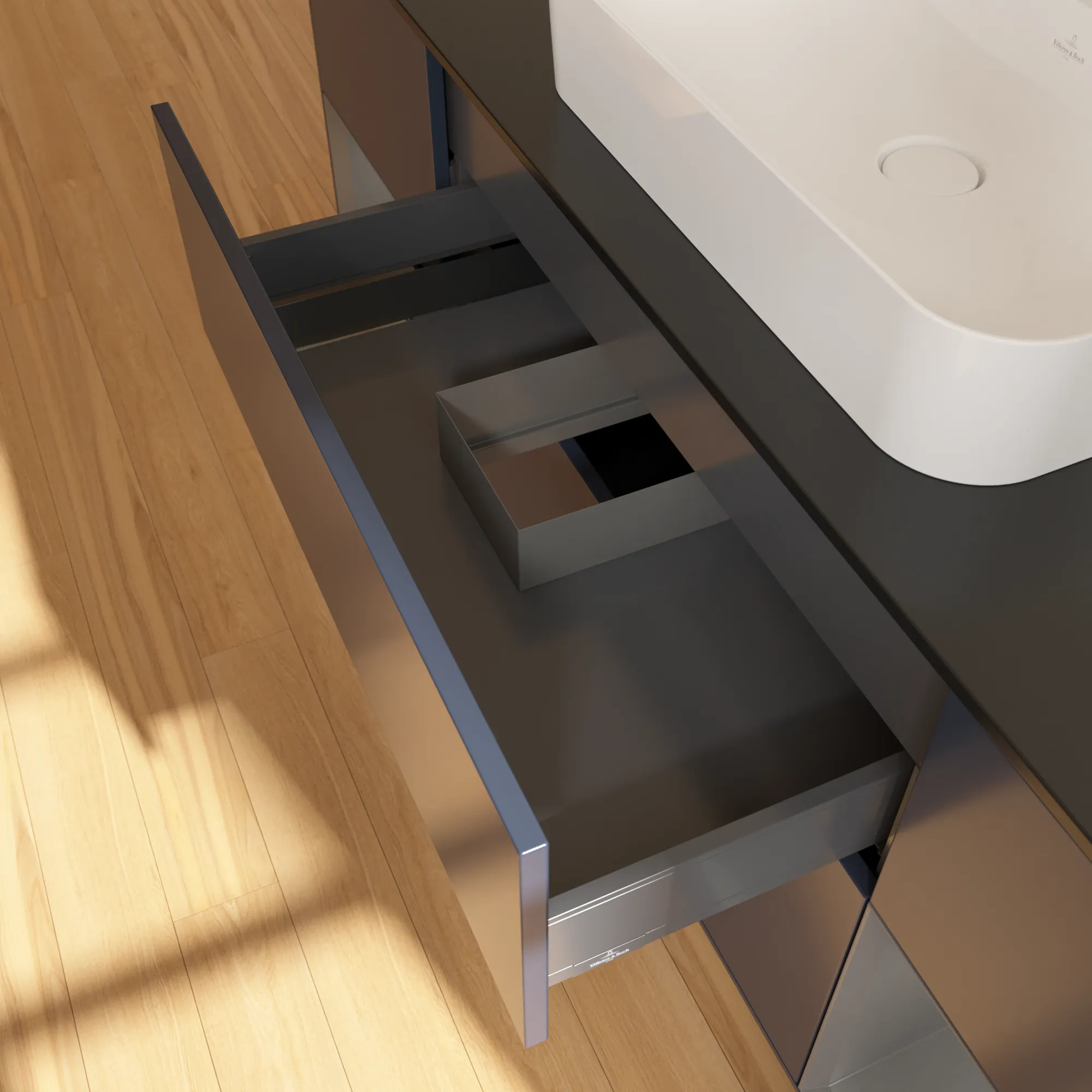 Villeroy & Boch Waschtischunterschrank „Finion“ für Schrankwaschtisch 1600 × 603 × 501 mm Midnight Blue Matt Lacquer, für Becken mittig