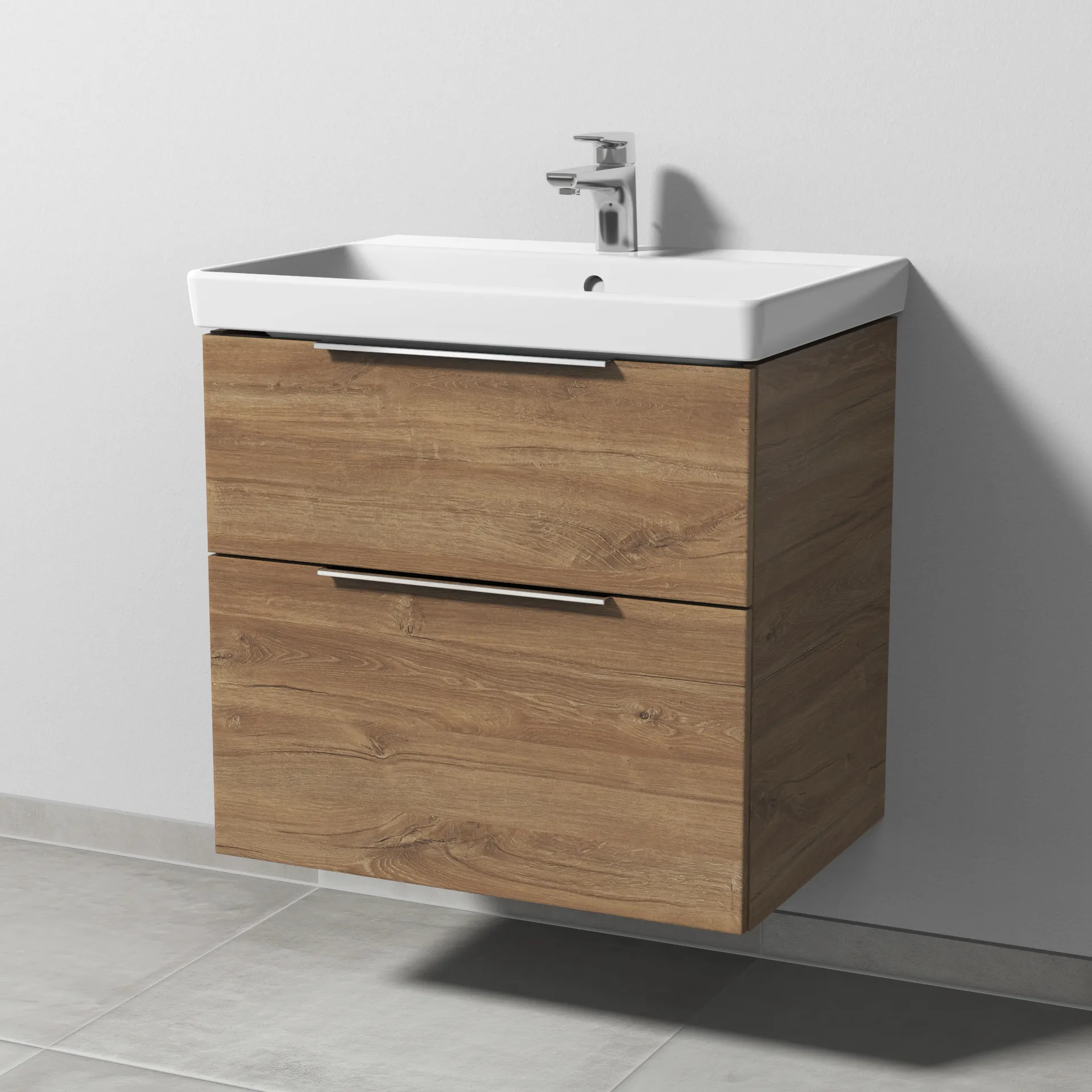 Sanipa Waschtischunterschrank „3way“ passend zu Keramik-Waschtische Avento von Villeroy & Boch 625 × 580 × 452 mm in Eiche Kansas