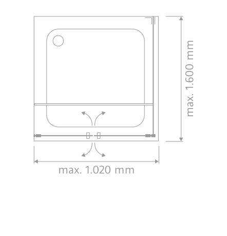 HSK Pendeltür mit Seitenwand „K2“ Glas Klar hell,