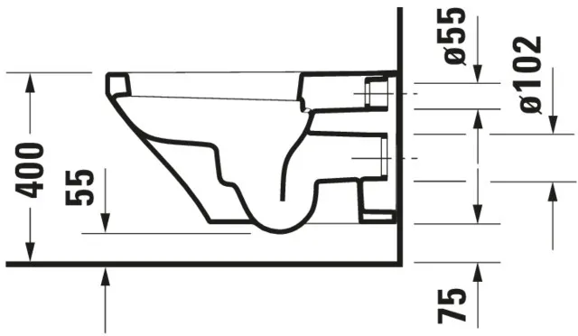 Wand-Tiefspül-WC „DuraStyle“ 37 × 34,5 × 62 cm, Befestigung verdeckt, mit Spülrand