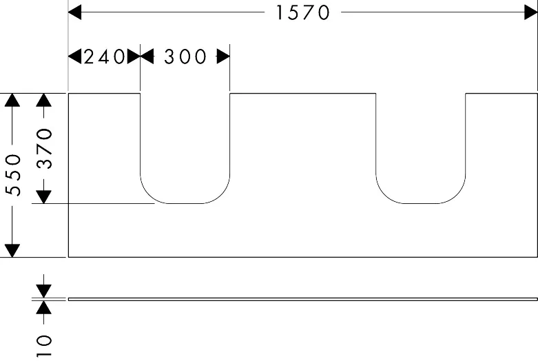 Hansgrohe Xevolos E Konsole 1570x550 mm, Schiefergrau Matt, 2 Beckenausschnitte, 10 mm stark Hansgrohe Xevolos E Konsole 1570x550 mm, Schiefergrau Matt, 2 Beckenausschnitte, 10 mm stark