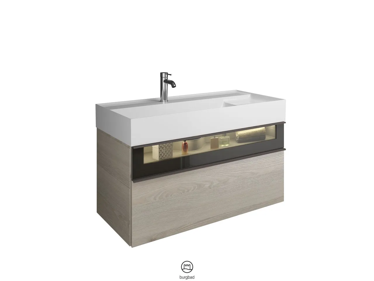 burgbad Yumo Mi-Waschtisch inkl. WTU SFMX102, Mineralguss, 470x1015x610mm, PG1 burgbad Yumo Mi-Waschtisch inkl. WTU SFMX102, Mineralguss, 470x1015x610mm, PG1