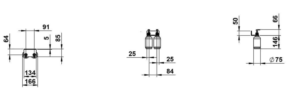 Ablage ASSIST 166x101 m. 2 Seifenspender schwarz matt Ablage ASSIST 166x101 m. 2 Seifenspender schwarz matt