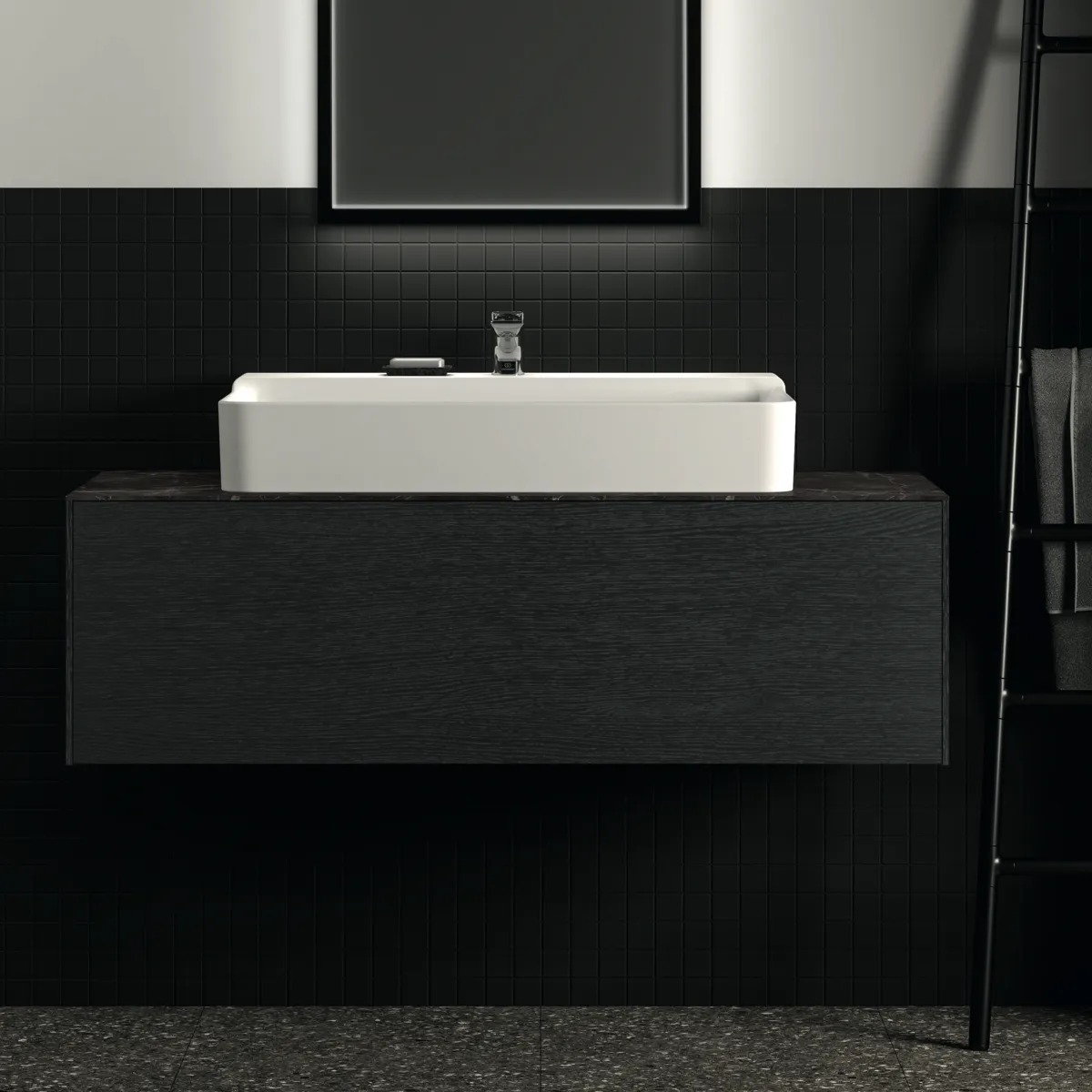 Ideal Standard Waschtischunterschrank „Conca“ 120 × 36 × 50,5 cm Eiche geflammt Furnier