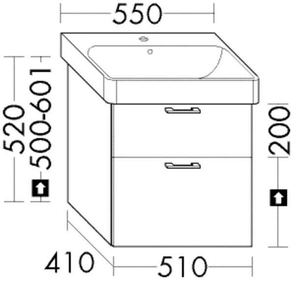 Waschtischunterschrank Sys30 von burgbad – passend zu Geberit Smyle Square, 1 Schublade oben, 1 Auszug unten, 410 x 510 x 520 mm Waschtischunterschrank Sys30 von burgbad – passend zu Geberit Smyle Square, 1 Schublade oben, 1 Auszug unten, 410 x 510 x 520 mm