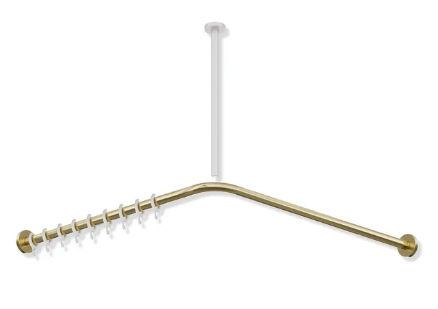 HEWI System 900 Vorhangstange, Edelstahl PVD, Achsmaß 1187x1187mm, 24 Ringe