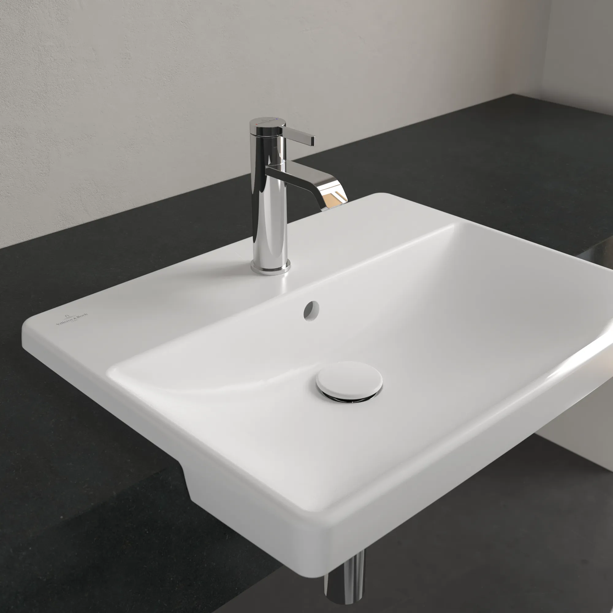 Villeroy & Boch Avento Vorbauwaschbecken Stone White CeramicPlus 550x440x145 mm mit Überlauf