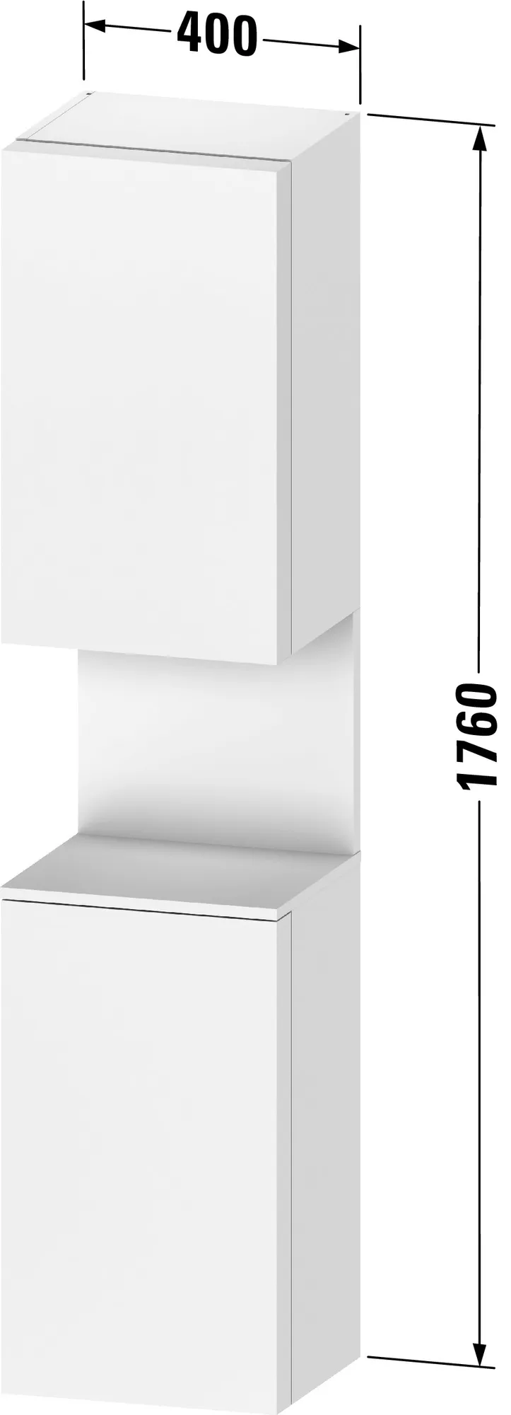 Duravit Hochschrank „Qatego“ 40 × 176 × 36 cm in, mit Beleuchtung