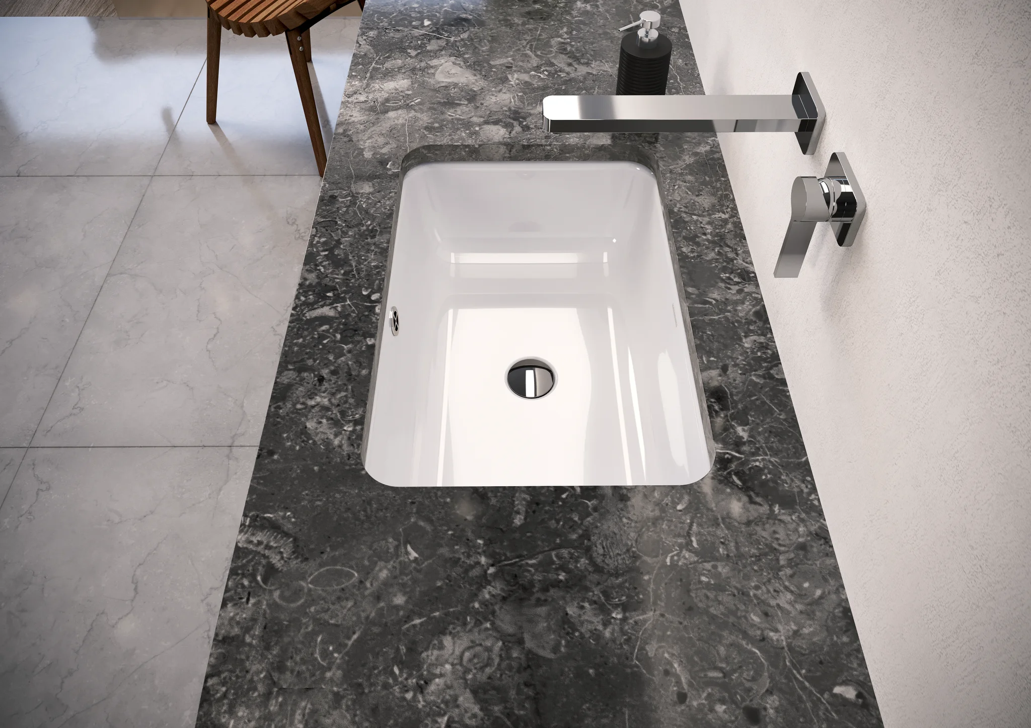Kaldewei Unterbauwaschtisch „Cayono“ in alpinweiß, 596 × 426 × 173 mm
