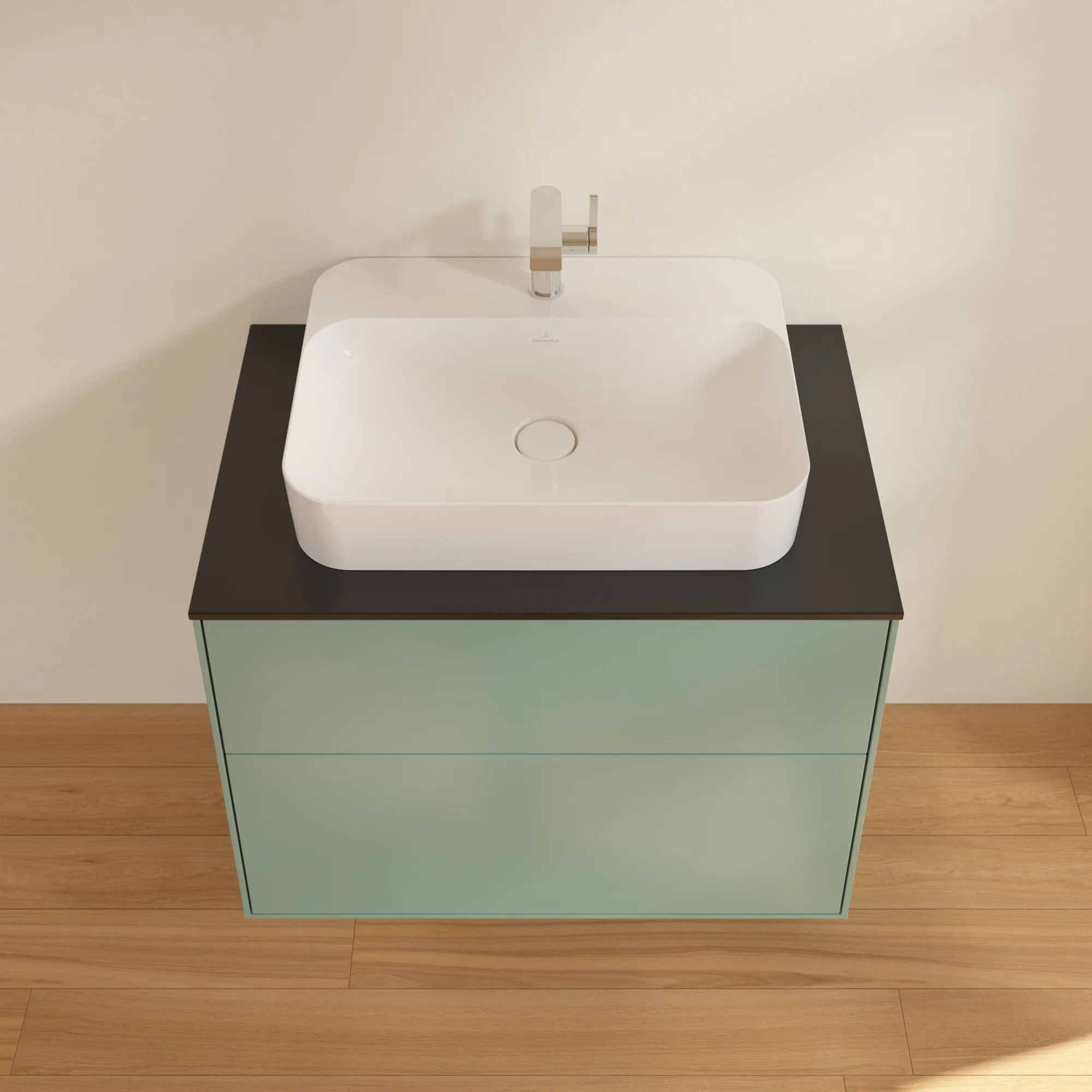 Villeroy & Boch Finion Waschbeckenunterschrank G34 800x603x501mm Olive Matt Lacquer / Glass Black Matt Villeroy & Boch Finion Waschbeckenunterschrank G34 800x603x501mm Olive Matt Lacquer / Glass Black Matt