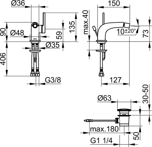 Edition 400 51509010000 Einhebel-Bidetmischer mit Zugstangen-Ablaufgarnitur verchromt Edition 400 51509010000 Einhebel-Bidetmischer mit Zugstangen-Ablaufgarnitur verchromt