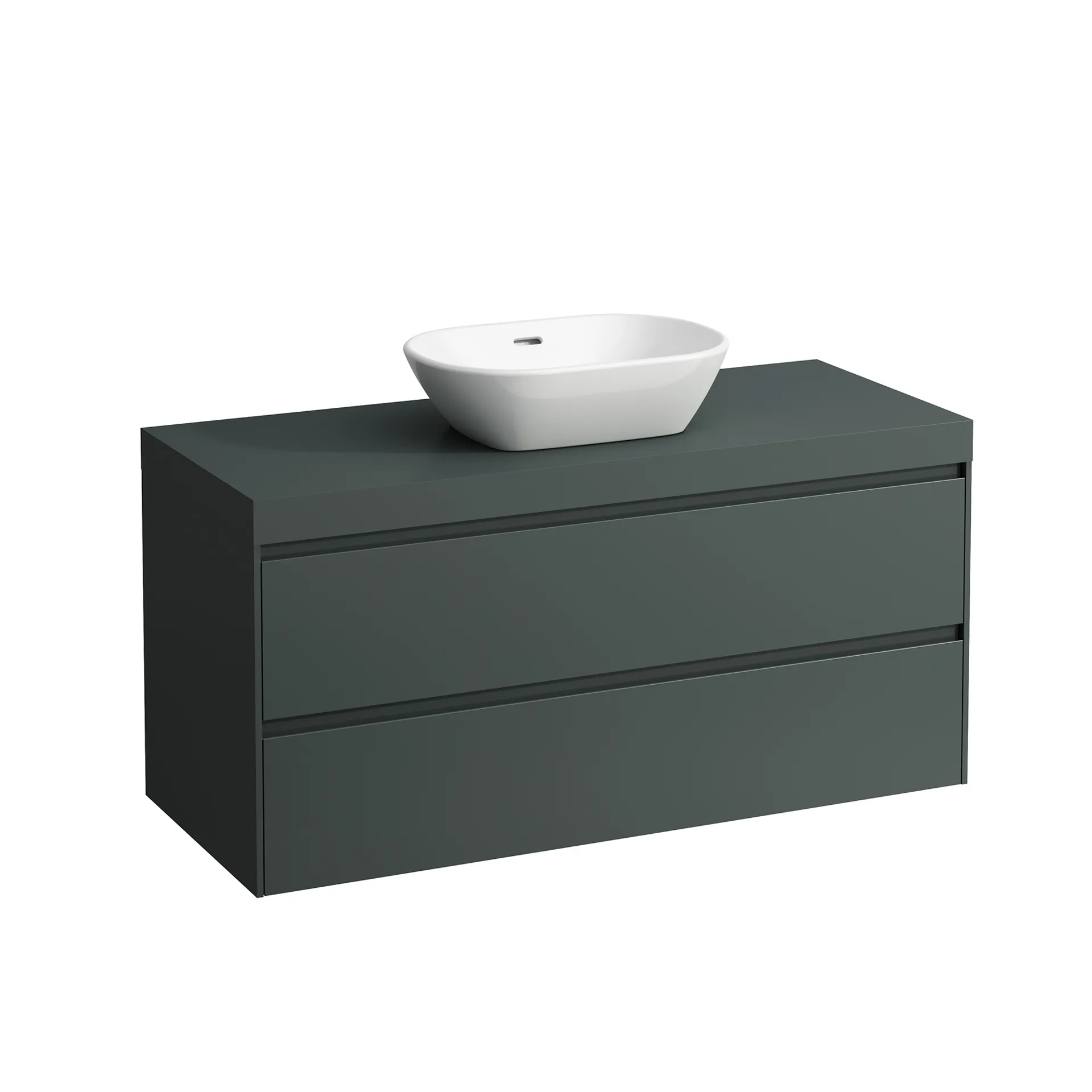 Waschtischunterbau+Waschtischplatte (MODULAR SYSTEM) LANI 495x1185x580 mit Ausschnitt mittig Abdeckplatte 65 mm (Farbe: .266 verkehrsgrau), mit 2 Schubladen integrierter Griffleiste Vollauszug und Soft-Close weiß matt Waschtischunterbau+Waschtischplatte (MODULAR SYSTEM) LANI 495x1185x580 mit Ausschnitt mittig Abdeckplatte 65 mm (Farbe: .266 verkehrsgrau), mit 2 Schubladen integrierter Griffleiste Vollauszug und Soft-Close weiß matt