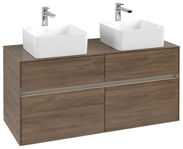 Villeroy & Boch Waschtischunterschrank „Collaro“ 1200 × 548 × 500 mm Arizona Oak, mit Beleuchtung, für links und rechts