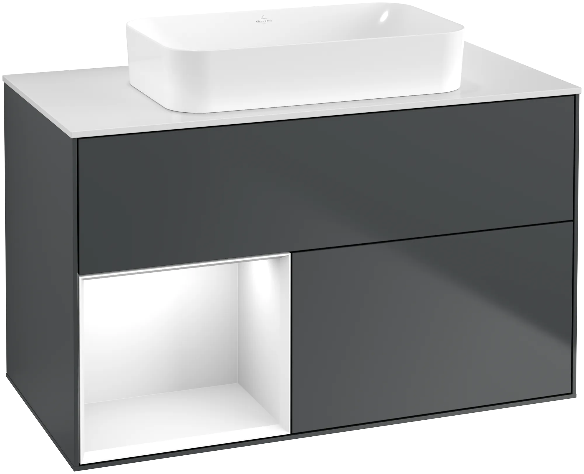 Villeroy & Boch Finion Waschbeckenunterschrank G65, 1000 x 603 x 501 mm, Midnight Blue Matt / Glossy White