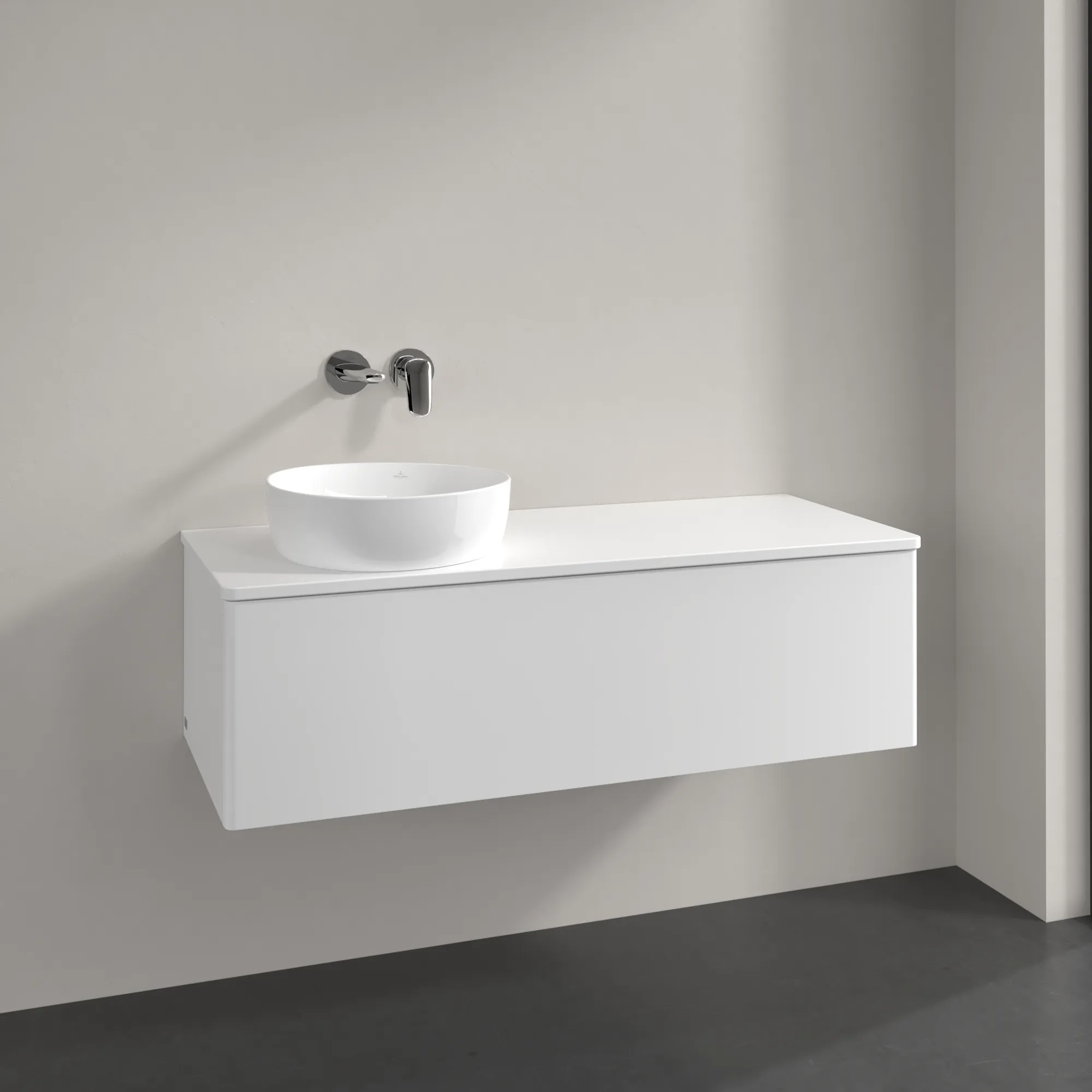 Villeroy & Boch Waschtischunterschrank „Antao“ 1200 × 360 × 500 mm White Matt Lacquer, für Becken links, ohne Beleuchtung Villeroy & Boch Waschtischunterschrank „Antao“ 1200 × 360 × 500 mm White Matt Lacquer, für Becken links, ohne Beleuchtung