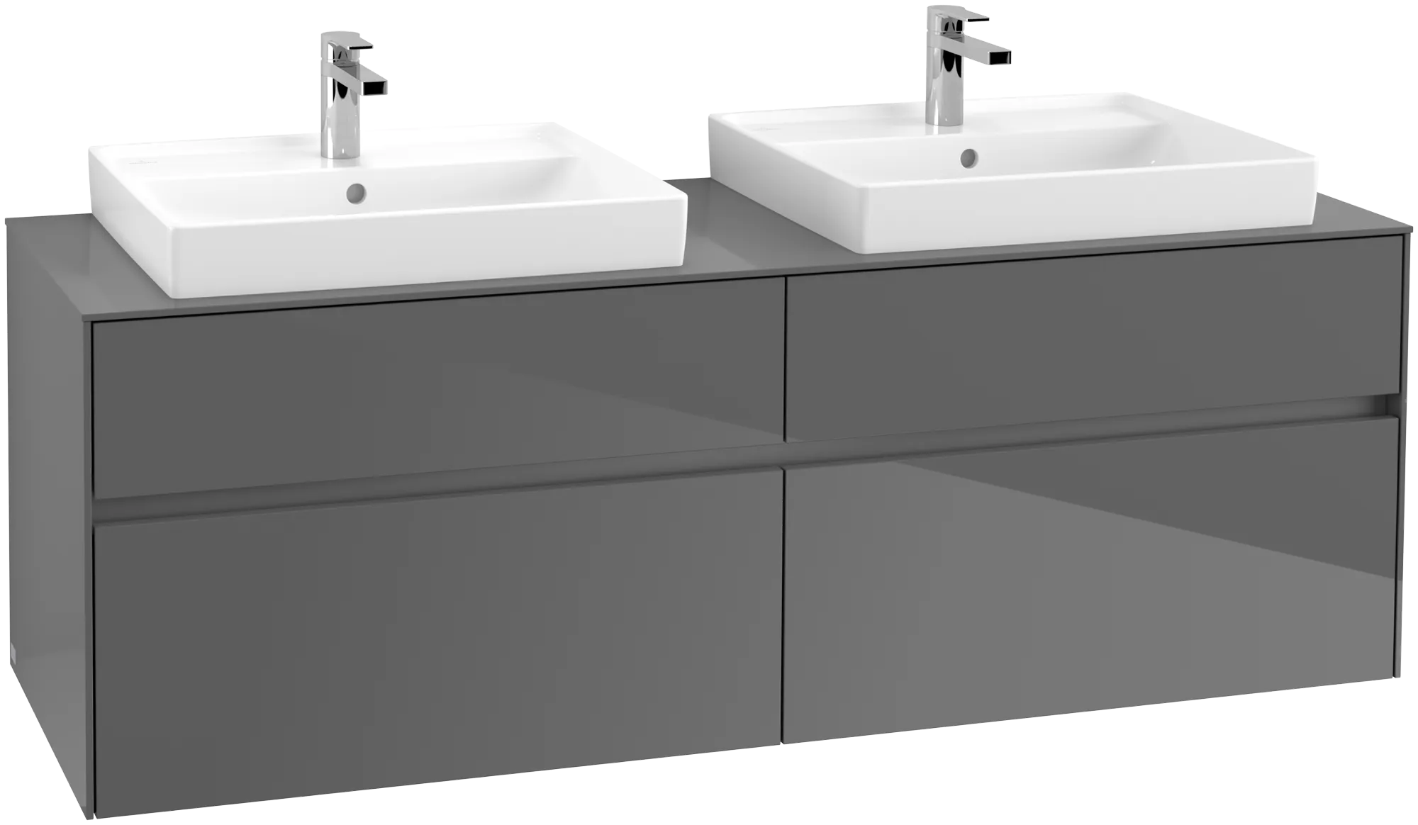 Villeroy & Boch Waschtischunterschrank „Collaro“ 1600 × 548 × 500 mm Glossy Grey, ohne Beleuchtung, für links und rechts