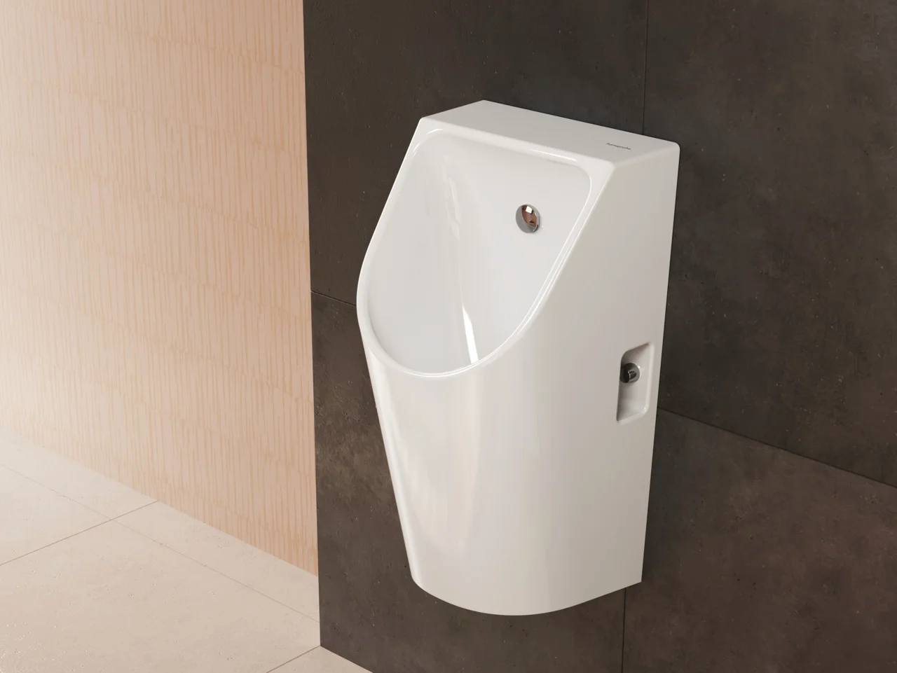 Hansgrohe EluPura Original S Urinal, Keramik, glänzend, Zulauf von hinten, Ablauf spülrandlos, Wandanschluss G 1/2, inkl. Schallschutzmatte und Siphon