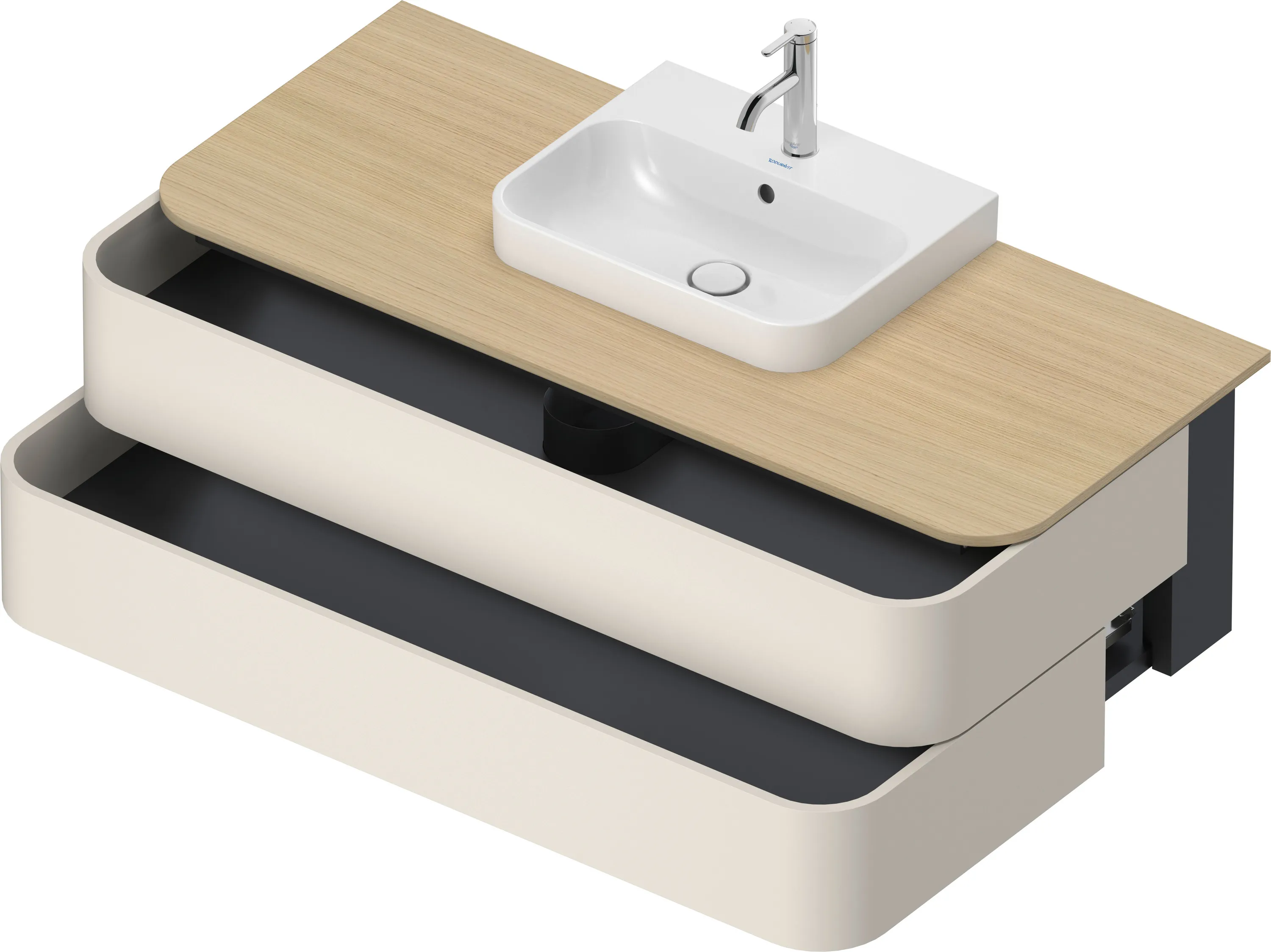 Duravit Waschtischunterschrank wandhängend „Happy D.2 Plus“ 130 × 40,8 × 55 cm Nordic Weiß Seidenmatt