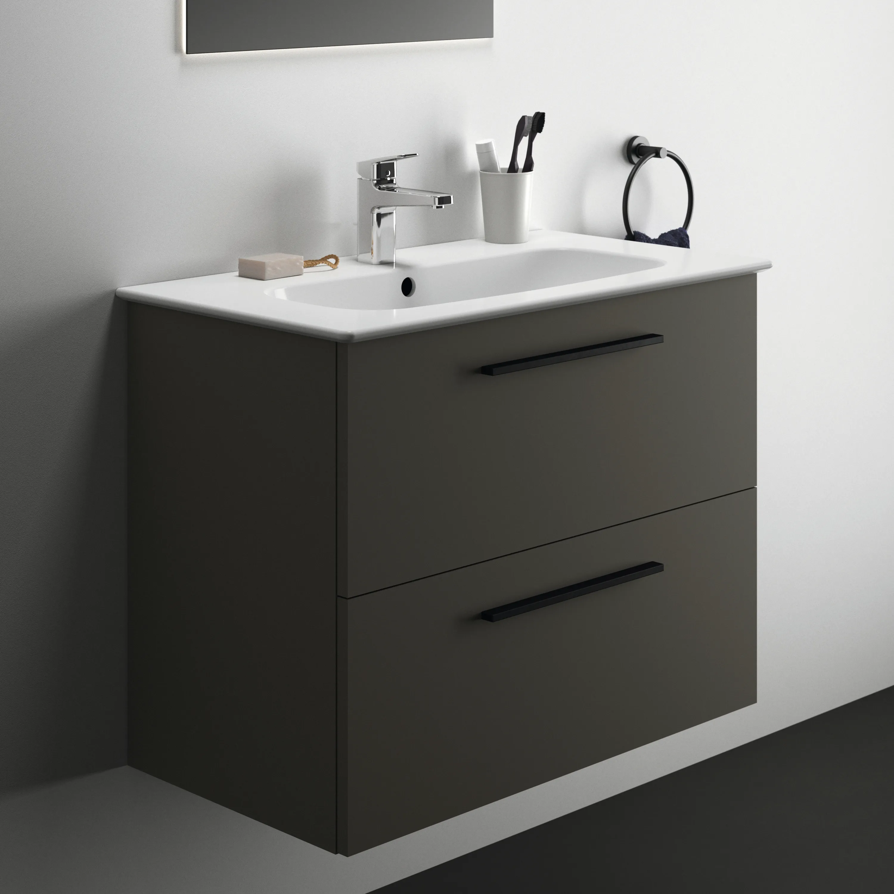 Ideal Standard i.life A Möbelwaschtischunterschrank 800x440x630 mm Quarzgrau matt 2 Auszüge Softclose Ideal Standard i.life A Möbelwaschtischunterschrank 800x440x630 mm Quarzgrau matt 2 Auszüge Softclose