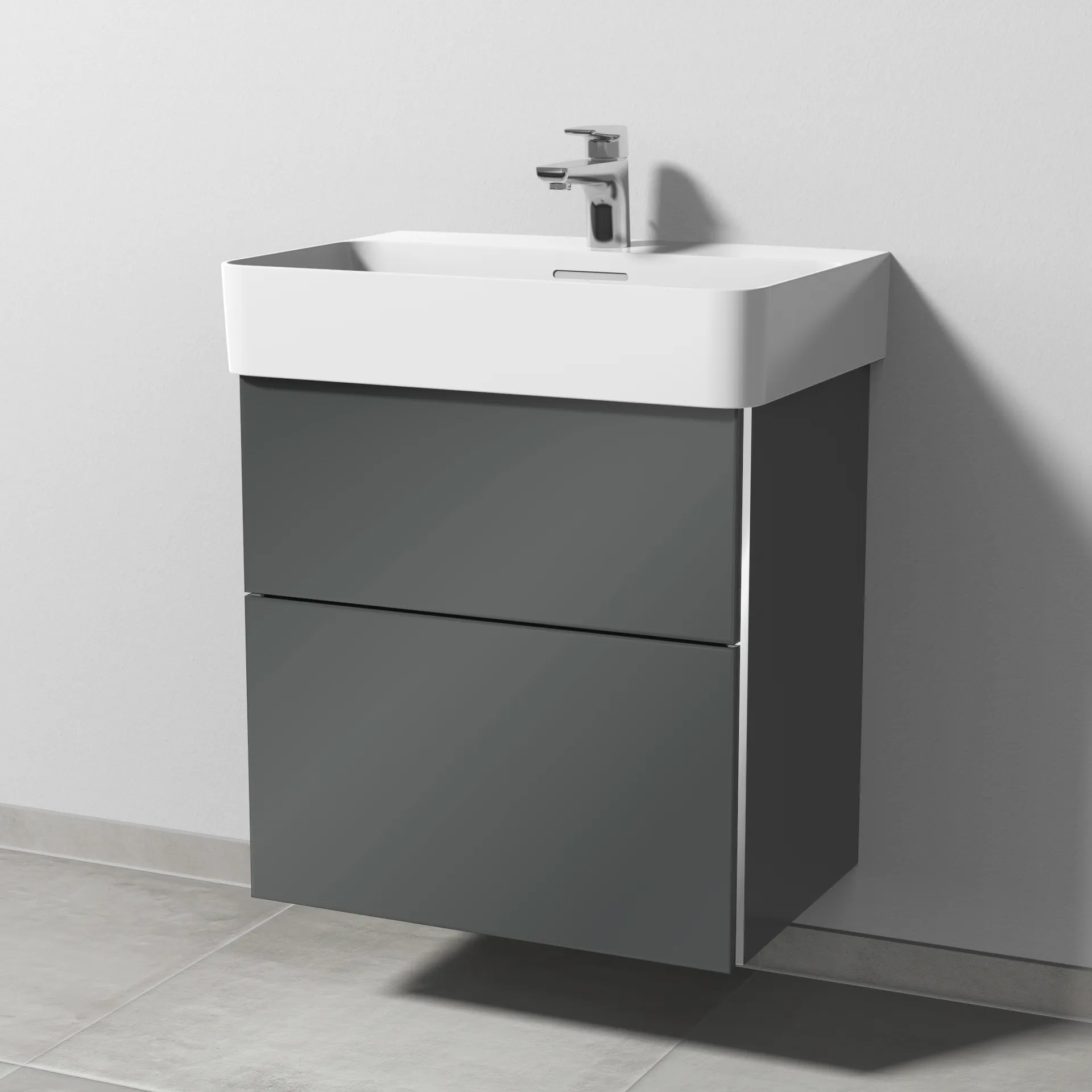 Sanipa Waschtischunterschrank „3way“ passend zu Keramik-Waschtische VAL von Laufen 560 × 588 × 397 mm in Anthrazit (glanz)