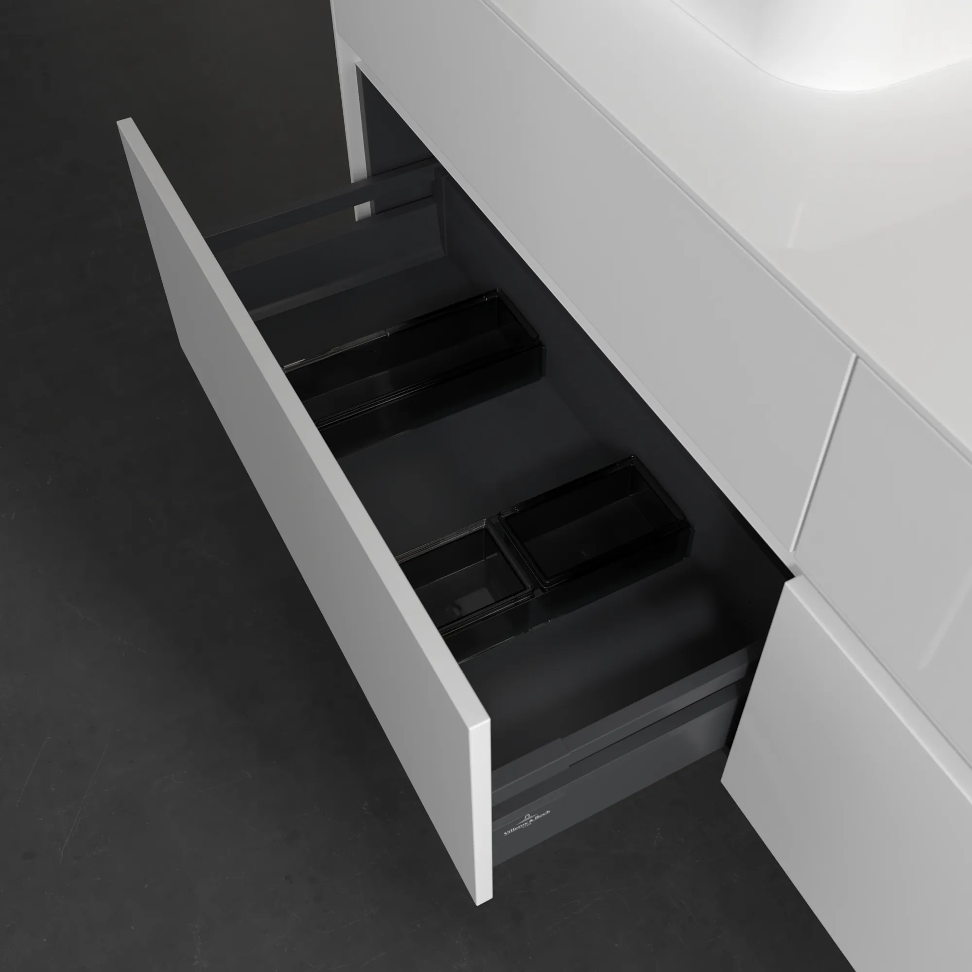 Villeroy & Boch Waschtischunterschrank „Collaro“ 1600 × 548 × 500 mm Glossy White, ohne Beleuchtung, für links und rechts