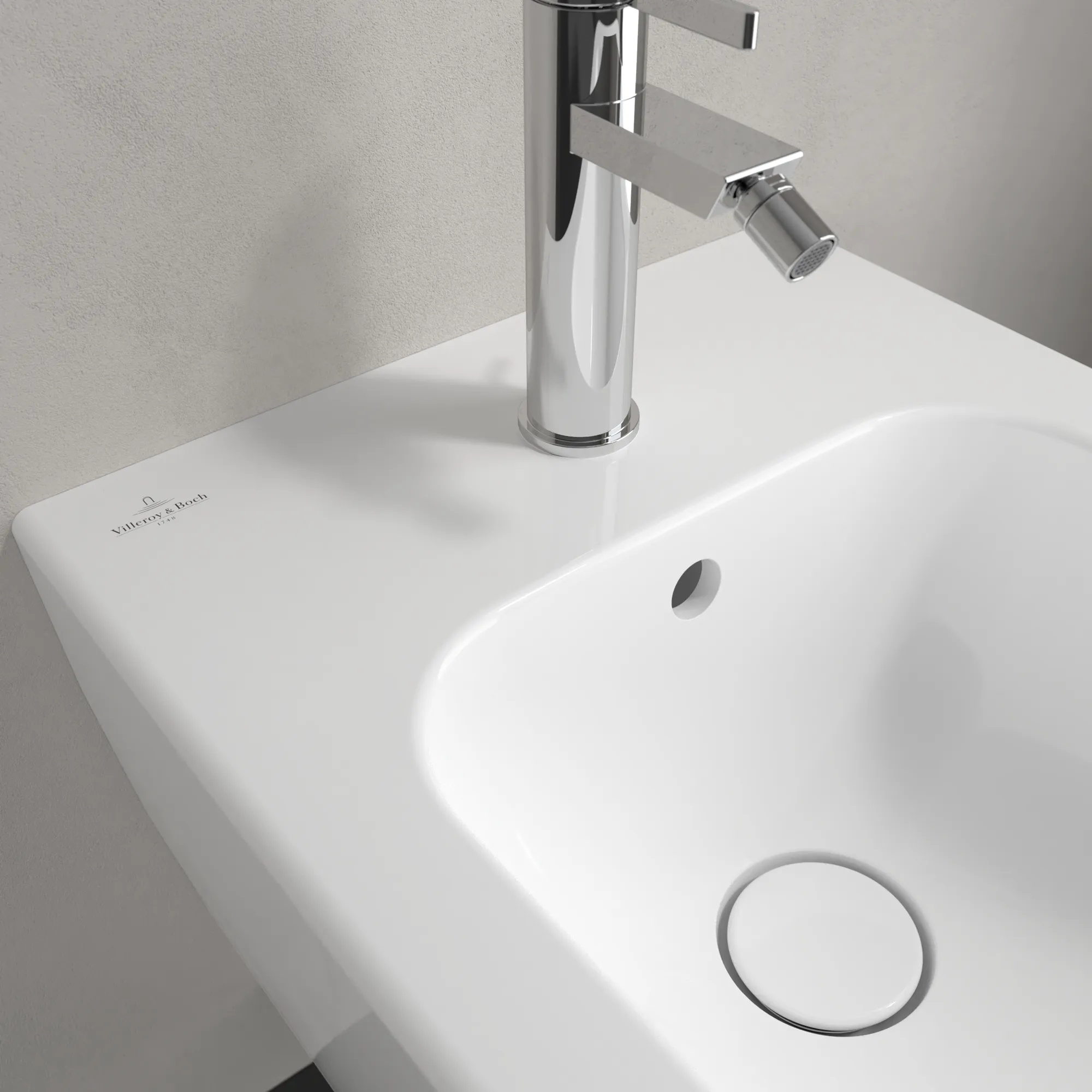 Villeroy & Boch Bidet „Finion“, Befestigung verdeckt, mit Hahnlochbohrung 375 × 320 × 560 mm in Weiß Alpin, mit CeramicPlus Villeroy & Boch Bidet „Finion“, Befestigung verdeckt, mit Hahnlochbohrung 375 × 320 × 560 mm in Weiß Alpin, mit CeramicPlus