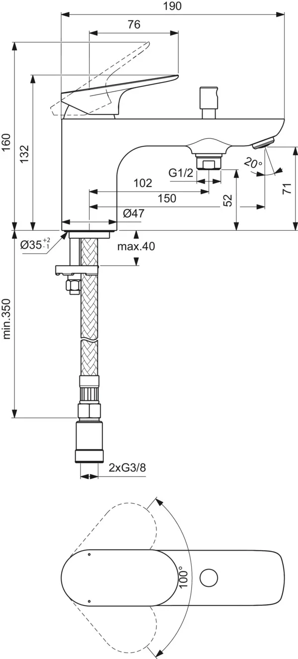 Einhand-Wannenarmatur „Ceralife O“ Ausladung 150 mm in Chrom Einhand-Wannenarmatur „Ceralife O“ Ausladung 150 mm in Chrom