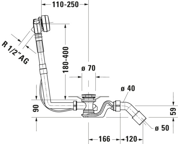 Duravit Ab- und Überlaufgarnitur für Badewannen mit Zulauf Modell 792201