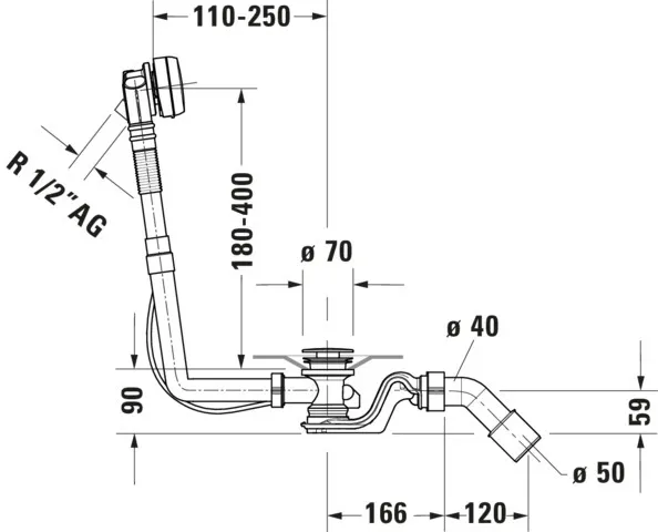 Duravit Ab- und Überlaufgarnitur für Badewannen mit Zulauf Modell 792201 Duravit Ab- und Überlaufgarnitur für Badewannen mit Zulauf Modell 792201
