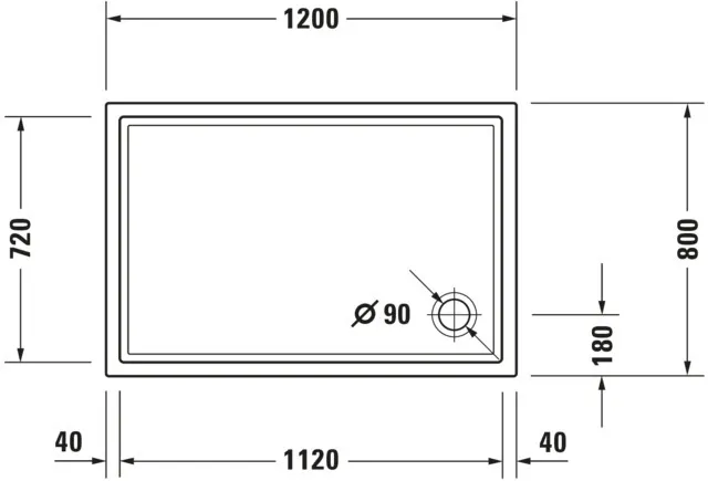 Duravit rechteck Duschwanne „Starck Slimline“ 120 × 80 cm 