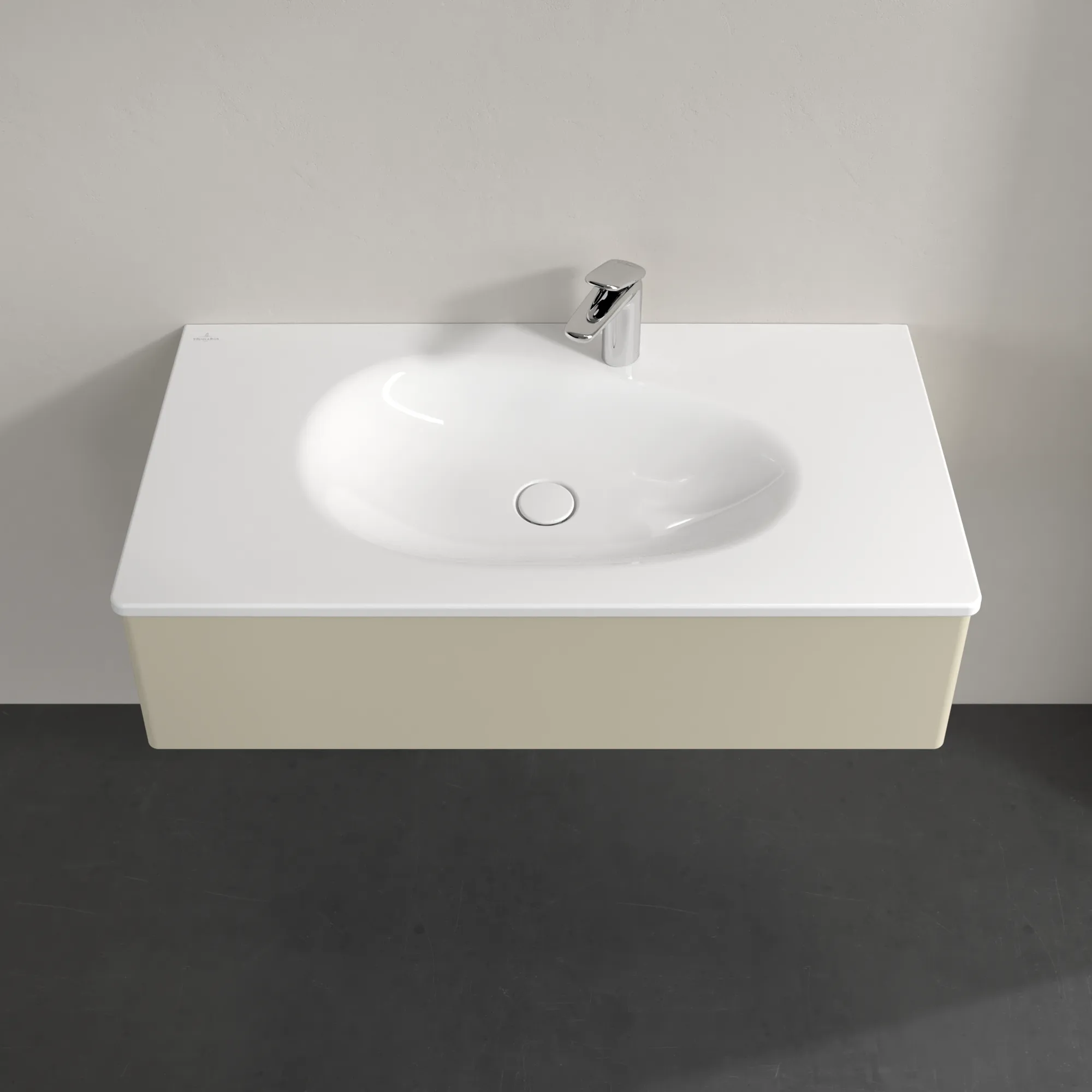 Villeroy & Boch Waschtischunterschrank für Schrankwaschtisch „Antao“ 988 × 256 × 493 mm Silk Grey Matt Lacquer, ohne Hahnlochbohrung, für Becken mittig, ohne Beleuchtung Villeroy & Boch Waschtischunterschrank für Schrankwaschtisch „Antao“ 988 × 256 × 493 mm Silk Grey Matt Lacquer, ohne Hahnlochbohrung, für Becken mittig, ohne Beleuchtung