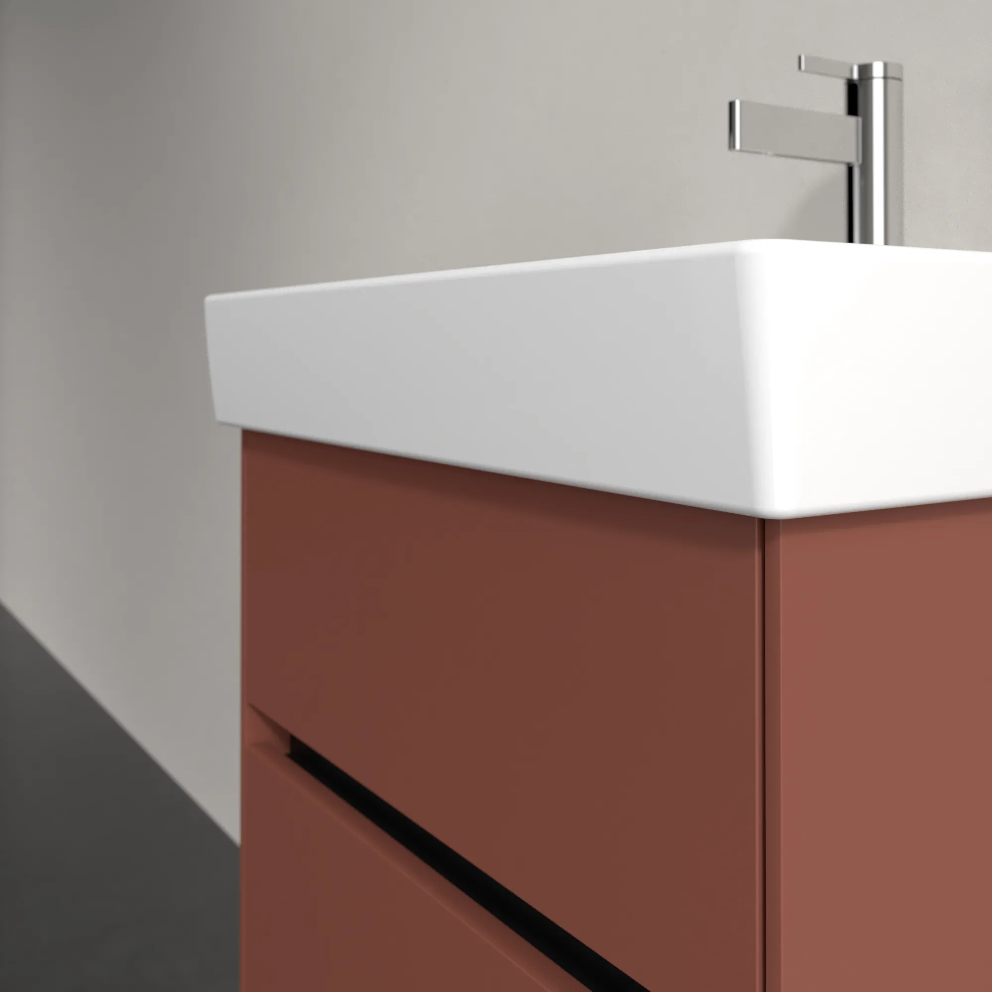 Villeroy & Boch Waschbeckenunterschrank Collaro C00700, eckig, Wine Red, 510 x 414 mm, Höhe 546 mm, mit SoftClosing und integrierten Aluminiumgriffen