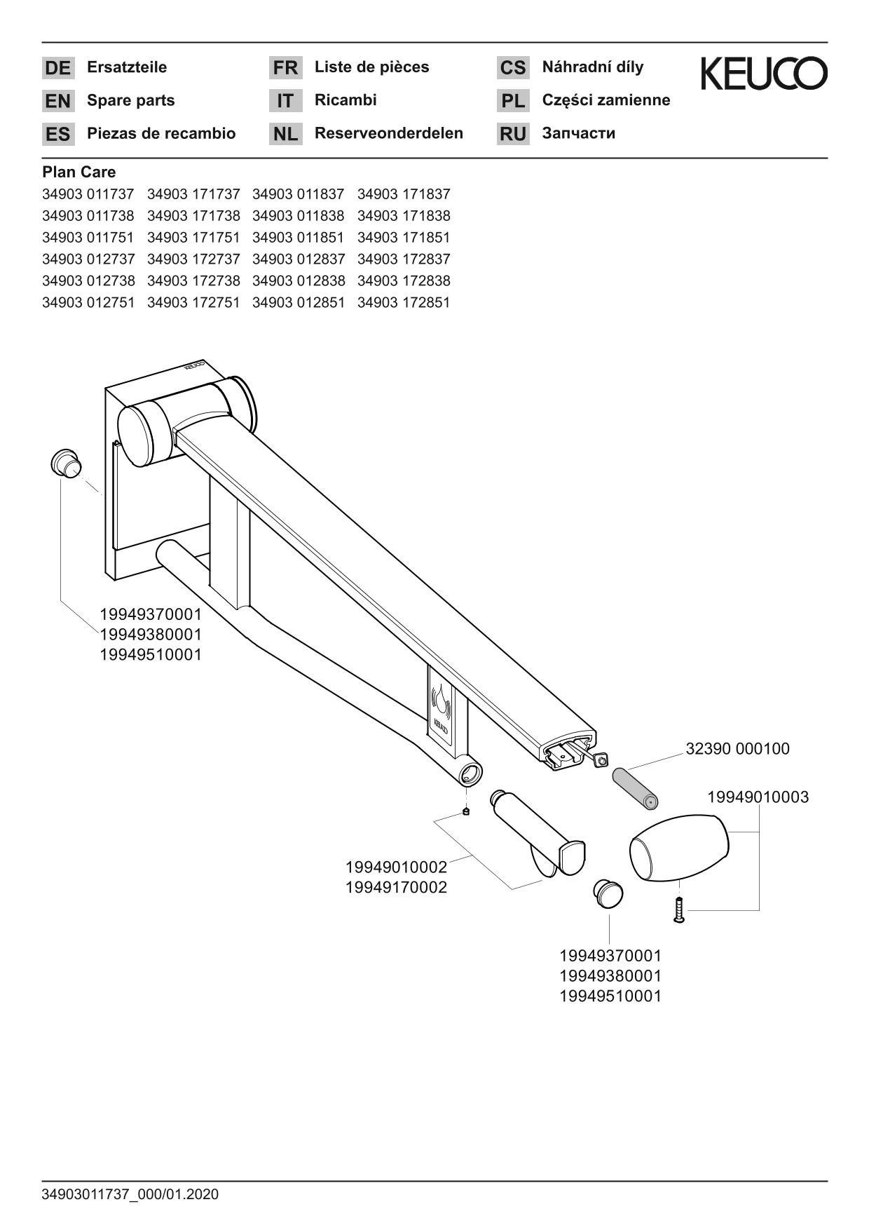 Plan Care 34903171738 Stützklappgriff WC Ausf.rechts mit Funk-WC-Spülauslösung 700 mm silber-eloxiert/lichtgrau